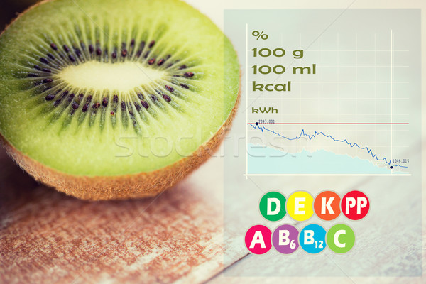 close up of ripe kiwi slice on table Stock photo © dolgachov