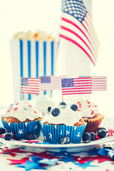 cupcakes with american flags on independence day Stock photo © dolgachov