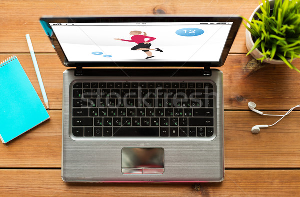 close up of laptop computer with fitness app Stock photo © dolgachov