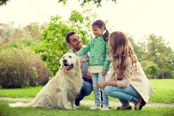 Familia feliz labrador retriever perro parque familia mascota Foto stock © dolgachov