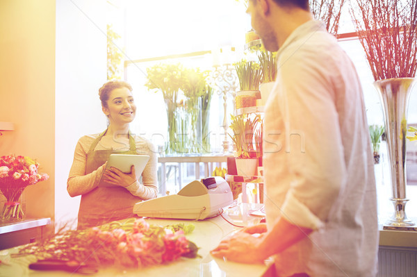 Foto stock: Florista · mulher · homem · ordem