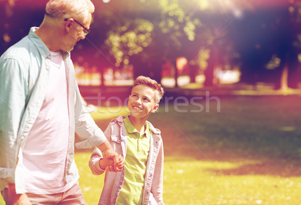 Grand-père petit-fils marche été parc famille [[stock_photo]] © dolgachov