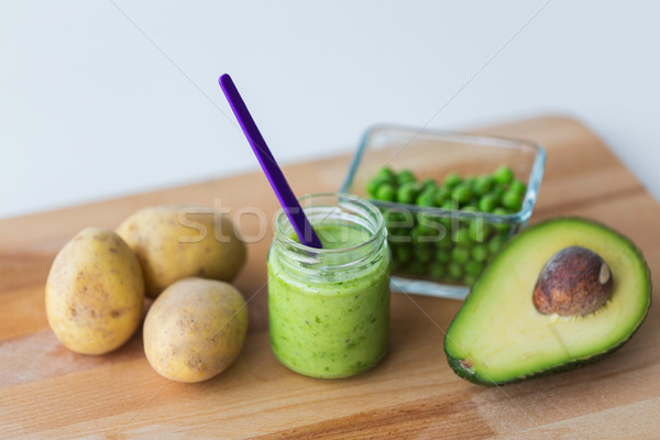 Jar alimento para bebé alimentación saludable nutrición vidrio Foto stock © dolgachov