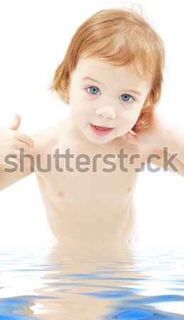 Bebê menino fralda quadro água branco Foto stock © dolgachov