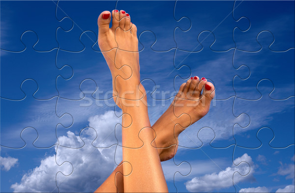 legs over sky puzzle Stock photo © dolgachov