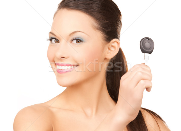 快樂 女子 車鑰匙 光明 圖片 微笑的女人 商業照片 © dolgachov