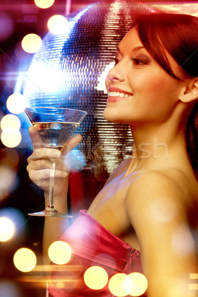 Nő koktél diszkógömb luxus vip éjszakai élet Stock fotó © dolgachov