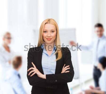Mosolyog üzletasszony titkárnő iroda üzlet csapatmunka Stock fotó © dolgachov