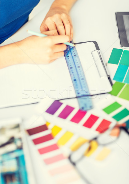 Femme travail couleur design d'intérieur [[stock_photo]] © dolgachov
