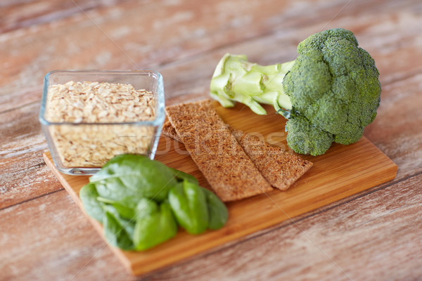 close up of food rich in fiber on wooden table Stock photo © dolgachov