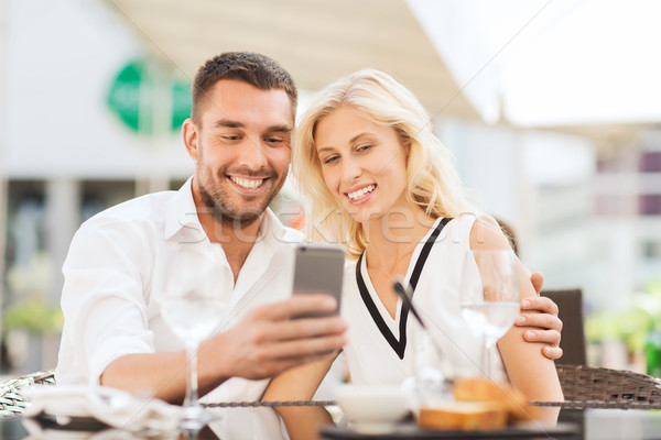 Stockfoto: Gelukkig · paar · cafe · liefde · datum