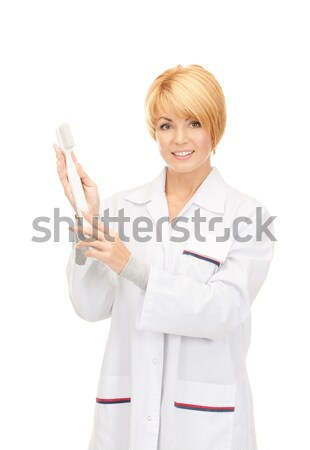 Foto stock: Médico · cepillo · de · dientes · Foto · mujer · atractiva · mujer · medicina