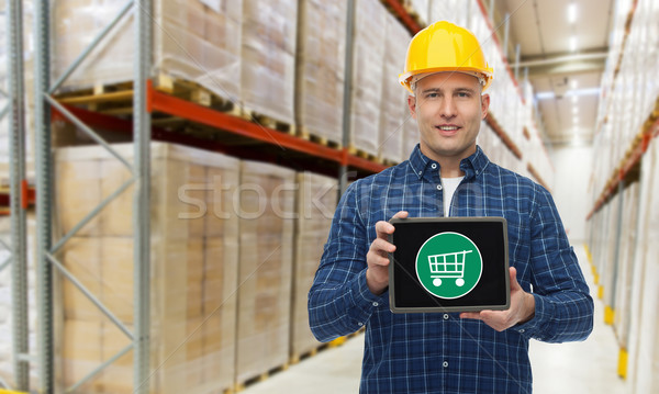 Stock foto: Glücklich · Geschäftsmann · Halle · Großhandel · Business