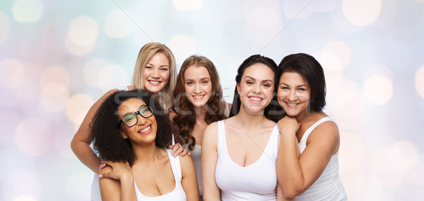 Groupe heureux différent femmes blanche sous-vêtements Photo stock © dolgachov