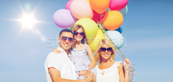 Foto stock: Familia · colorido · globos · verano · vacaciones · celebración