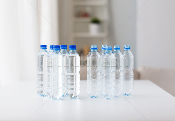 Stock foto: Flaschen · Trinkwasser · Tabelle · Recycling · gesunde · Ernährung