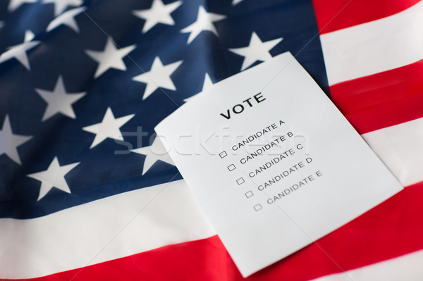 Leer Stimmzettel Abstimmung amerikanische Flagge Abstimmung Wahl Stock foto © dolgachov