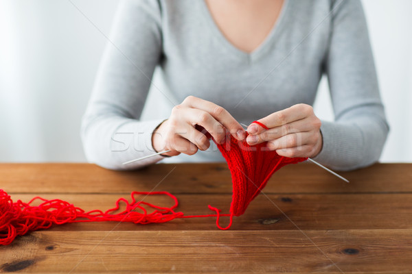 woman hands knitting with needles and yarn Stock photo © dolgachov