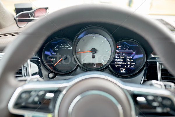 close up of car dashboard and steering wheel Stock photo © dolgachov