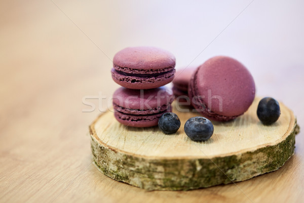 Stock fotó: áfonya · macaronok · fából · készült · áll · főzés · cukrászda