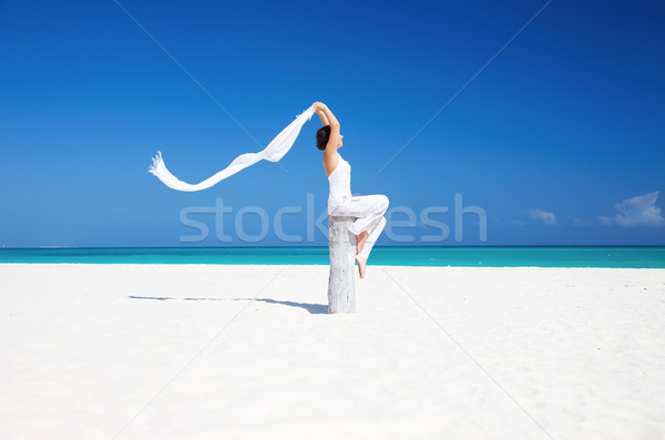 happy woman on the beach Stock photo © dolgachov
