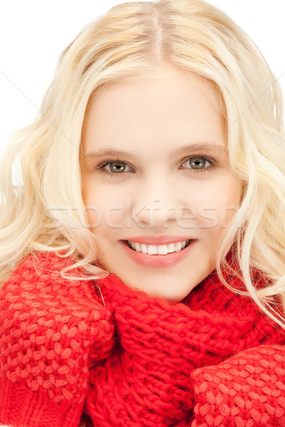 красивая женщина варежки ярко фотография женщину лице Сток-фото © dolgachov