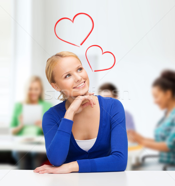 happy woman dreaming Stock photo © dolgachov
