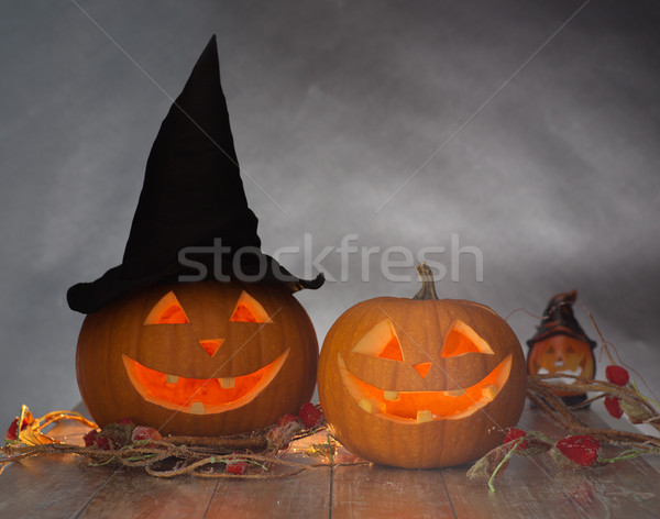 close up of pumpkins on table Stock photo © dolgachov