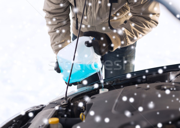 closeup of man pouring antifreeze into car Stock photo © dolgachov