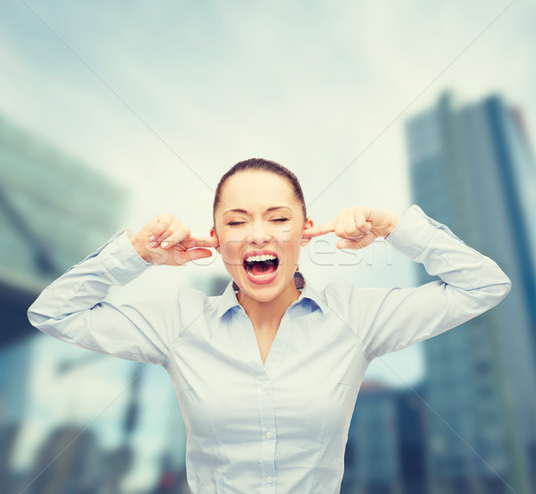 Boos schreeuwen zakenvrouw business kantoor stress Stockfoto © dolgachov