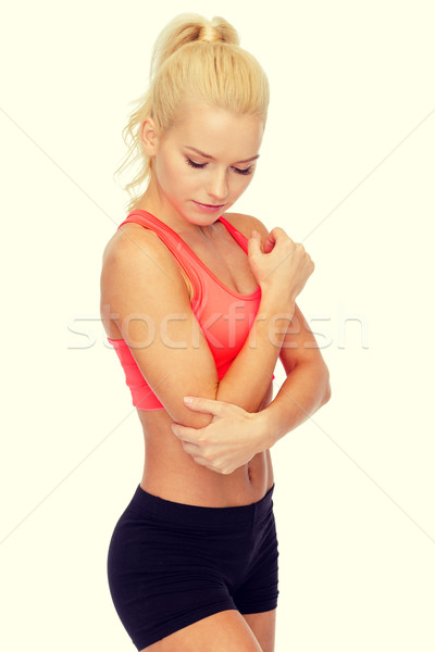 Femeie durere cot asistenţă medicală fitness Imagine de stoc © dolgachov