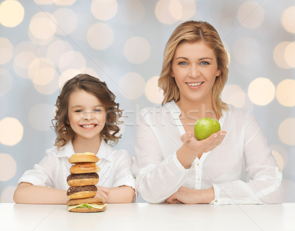 Stock foto: Mutter · Tochter · Menschen · Familie · ungesunde · Lebensmittel