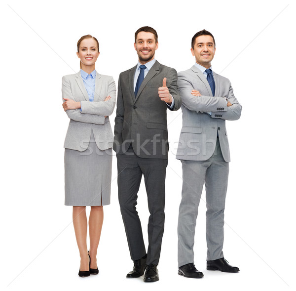 Stock photo: group of smiling businessmen showing thumbs up