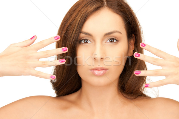 Vrouw gepolijst nagels heldere foto witte Stockfoto © dolgachov