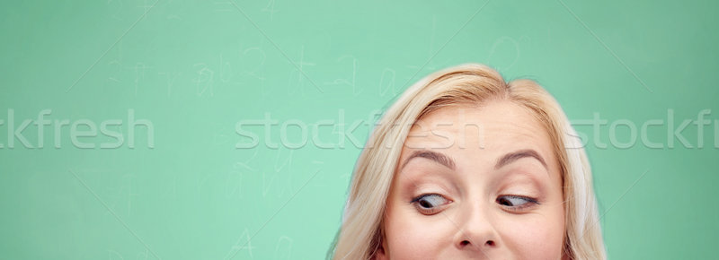 Szczęśliwy młoda kobieta twarz ciekawość edukacji Zdjęcia stock © dolgachov