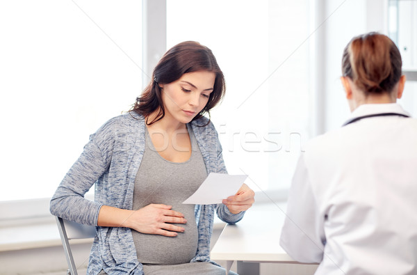 Gynaecoloog arts zwangere vrouw ziekenhuis zwangerschap gynaecologie Stockfoto © dolgachov
