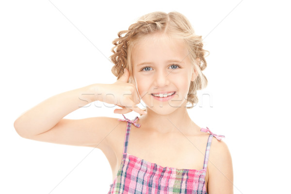 私を呼び出す 画像 女の子 ジェスチャー 少女 ストックフォト © dolgachov