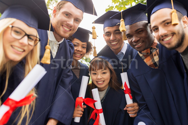 Foto stock: Feliz · estudantes · educação · graduação · pessoas · grupo