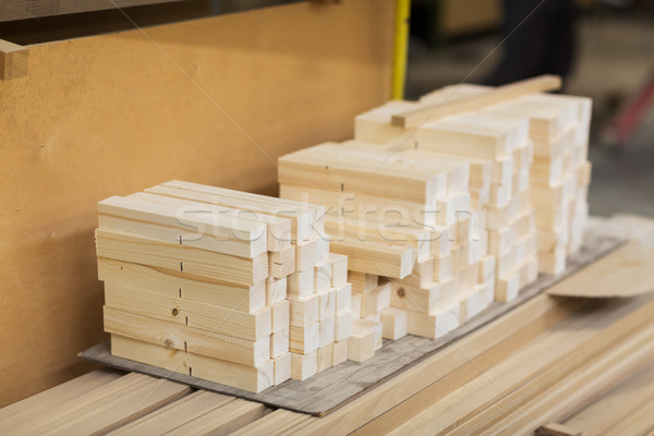 wooden boards at workshop or woodworking plant Stock photo © dolgachov
