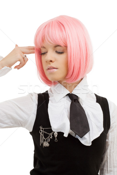 emo girl pointing imaginary gun at her head Stock photo © dolgachov