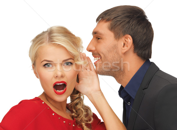 Hombre mujer chismes brillante Foto enfoque Foto stock © dolgachov