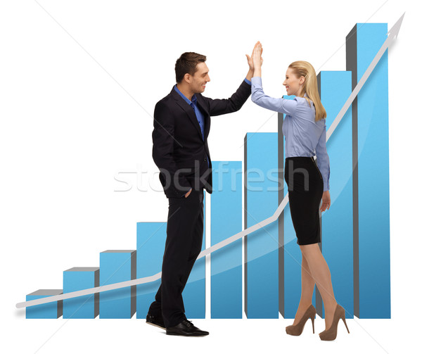 woman and man with 3d graphics Stock photo © dolgachov