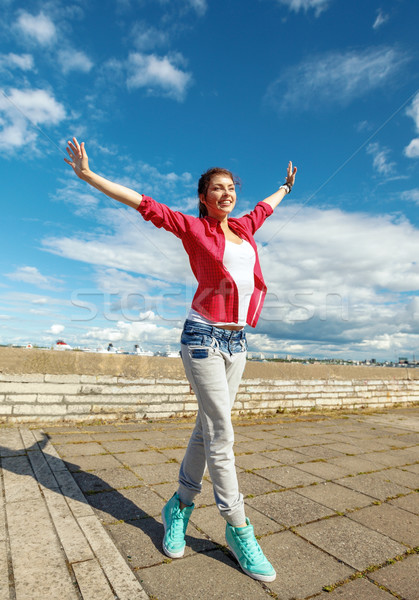 Bella dancing ragazza movimento sport urbana Foto d'archivio © dolgachov