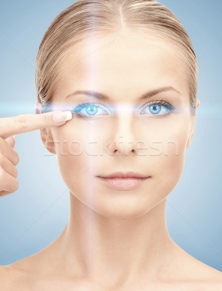 Frau Auge Laser Korrektur Rahmen Gesundheit Stock foto © dolgachov