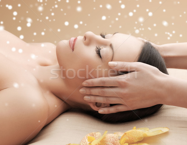 красивая женщина лице голову массаж красоту здоровья Сток-фото © dolgachov