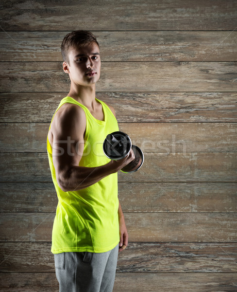 Stockfoto: Jonge · man · biceps · sport · fitness · gewichtheffen