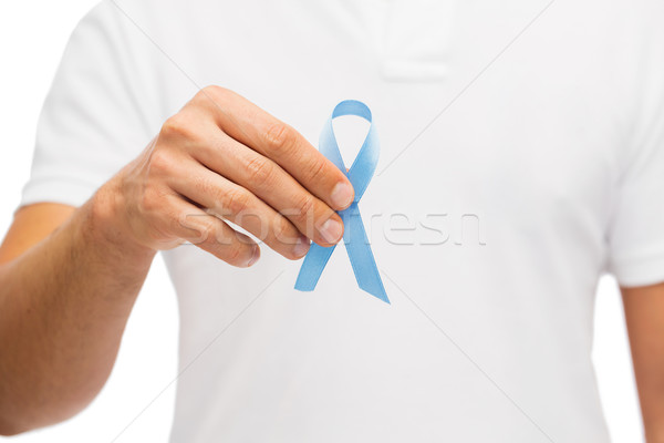 Stock foto: Hand · blau · Prostata · Krebs · Bewusstsein · Band