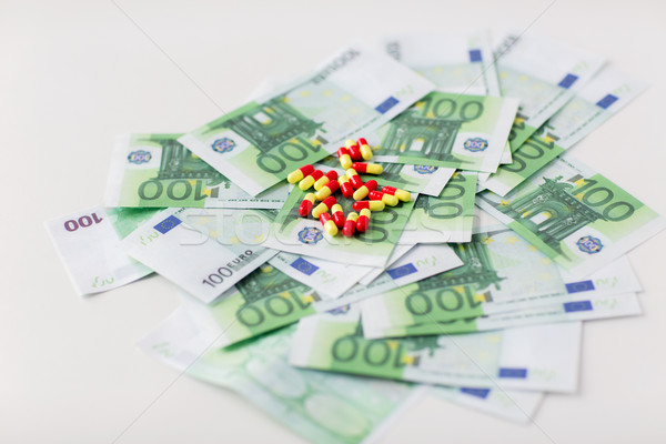 medical pills or drugs and euro cash money Stock photo © dolgachov