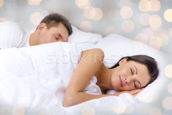 Mutlu çift uyku yatak insanlar Stok fotoğraf © dolgachov