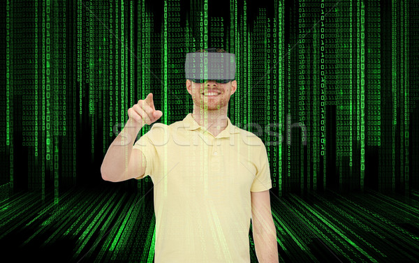 Feliz homem virtual realidade fone óculos 3d Foto stock © dolgachov